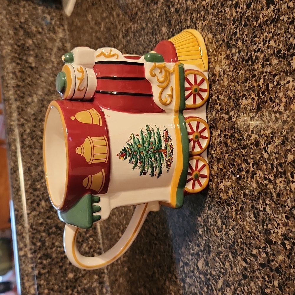 2002 Spode Christmas tree village train mug